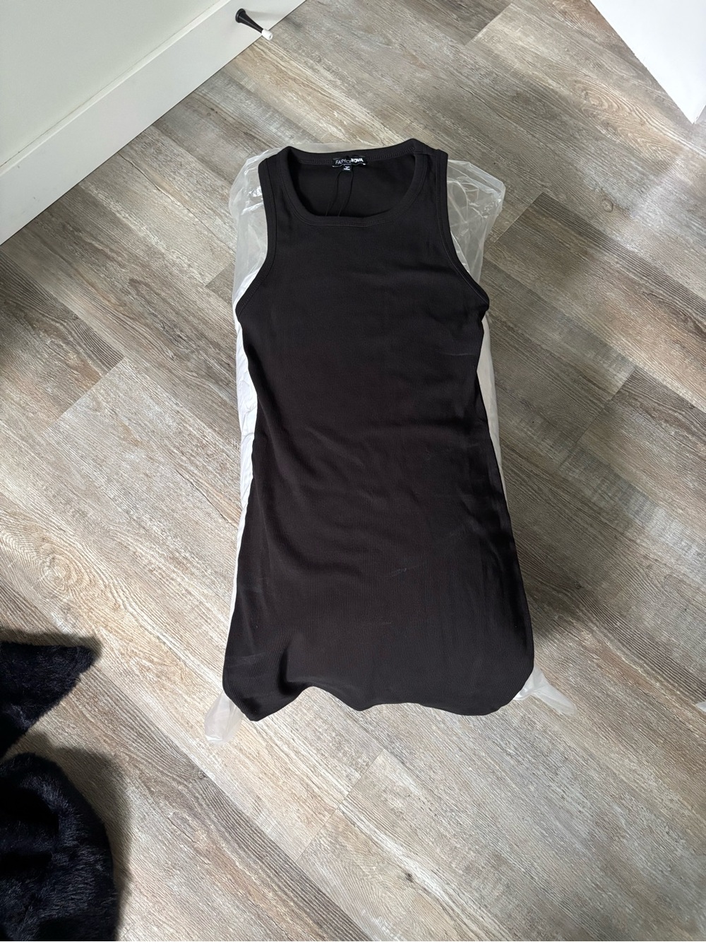 Fashion Nova Black Ribbed Mini Tank Dress